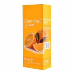 VITAMINA C LA SANTE 500MG X 10 TABLETAS MASTICABLES SABOR A NARAN