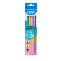 LAPIZ DE GRAFITO POINTER COLORES PASTEL 12UN